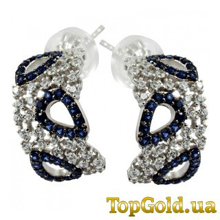 Серьги с бриллиантами и сапфирами от интернет-магазина TopGold